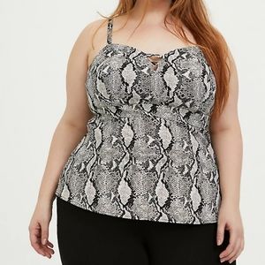 Gray snakeskin print peplum cami